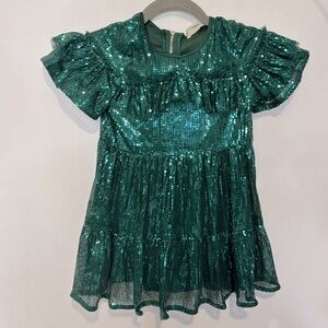 New Truly Me Girls Size 5 Christmas green sequin dress